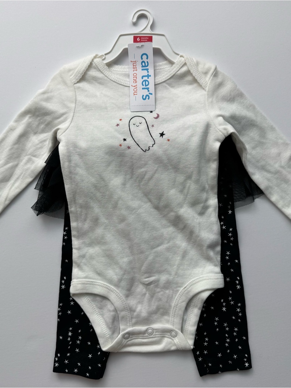 NWT Baby Infant Girl Halloween Outfit Spooky Ghost Moon Stars Holiday